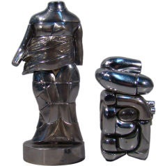De Berrocal pair of chromium metal sculptures 1970