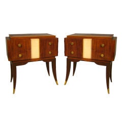 Pair  Of  Brazilian Rosewood Veneered And Parchment Night Tables