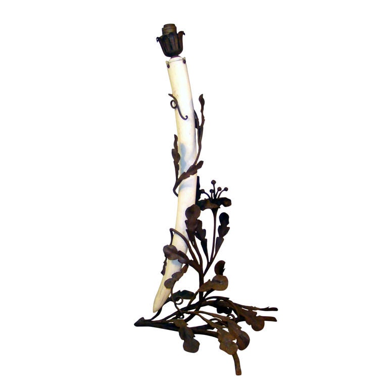 1930  WROUGHT IRON AND IVORY TUSK For Sale