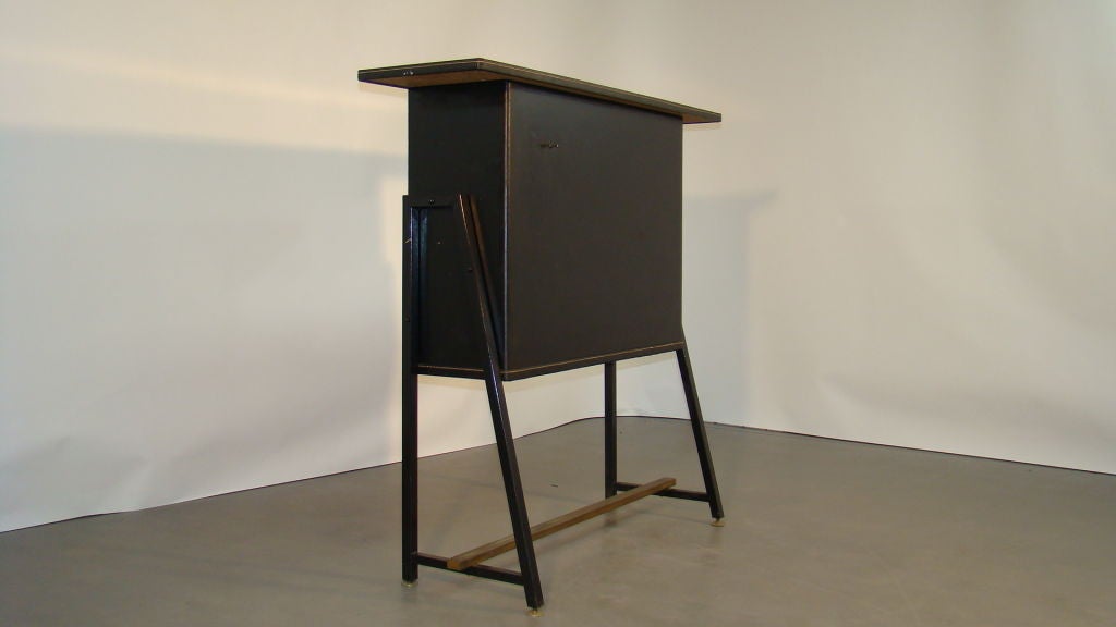 Jacques Adnet Set of a bar and its two stools