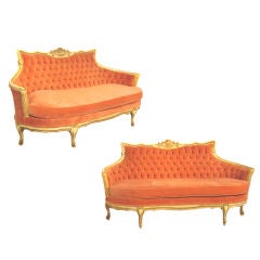 Pair Of 1950's   Rococo Pink Settees