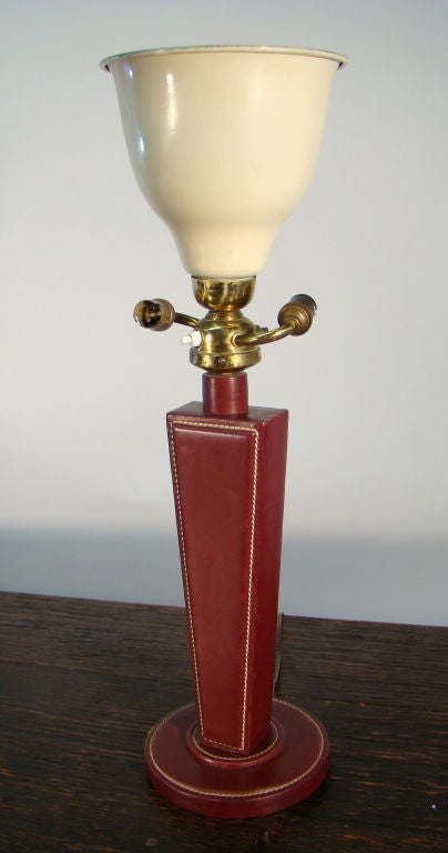 Leather Lamp  by Jacques Adnet