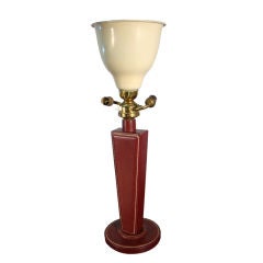 Leather Lamp  by Jacques Adnet