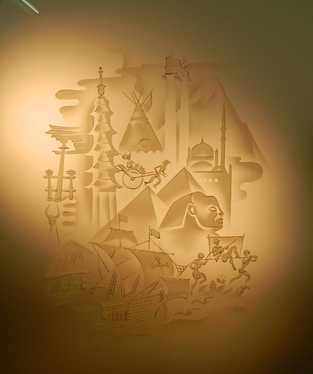1940 Engraved Glass Panel