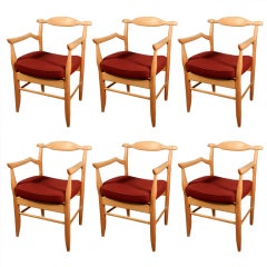 6 Armchairs "fumay" By Guillerme Et Chambron