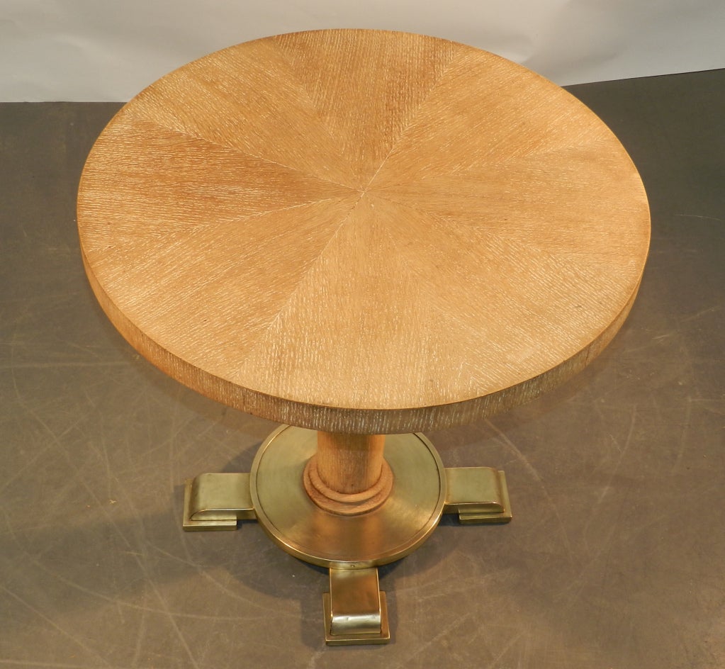 1940  Oak Ceruse And Brass Gueridon