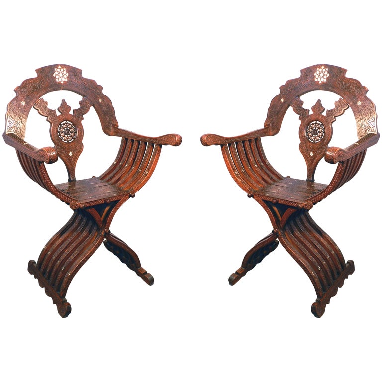 Pair of 19th century Syrian chairs For Sale