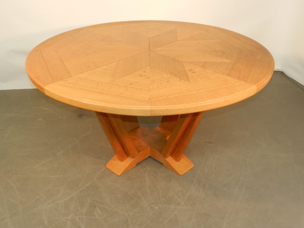 1950 oak dining table by Guillerme et Chambron