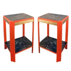 Pair Of Art-deco Painted Side Tables