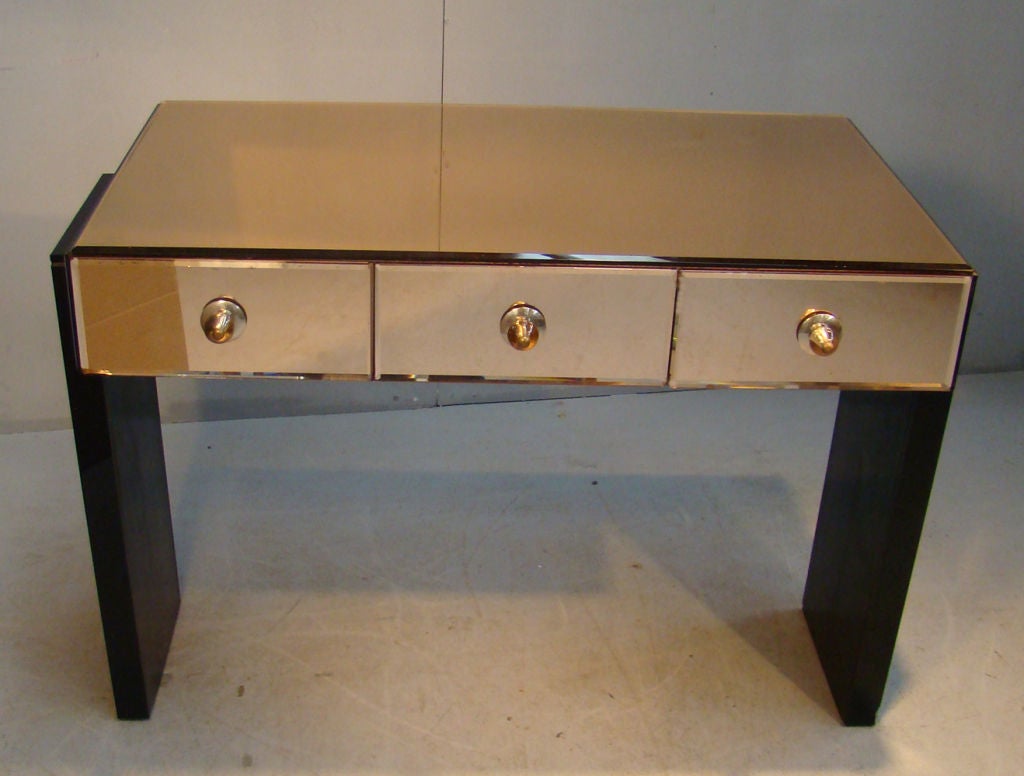 Opaline and mirror console table attributed to Jacques Adnet 1