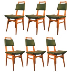 6 oak chairs France 1950