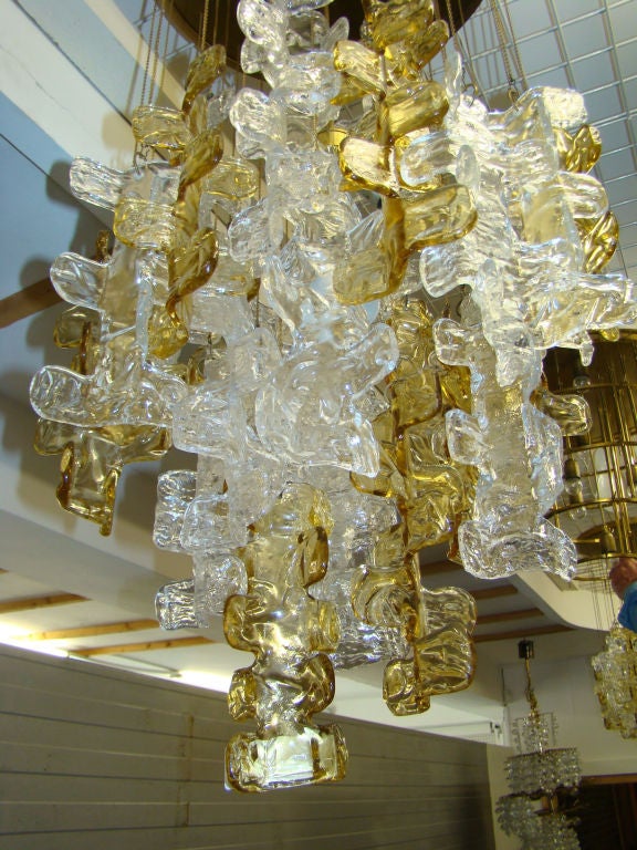 Pair Of  Two-colored Glass Murano Pendants