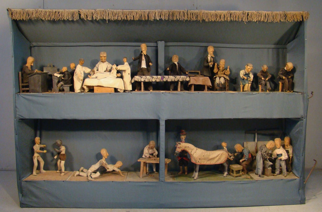 French Pair Of Huge Animate Dioramas For Sale