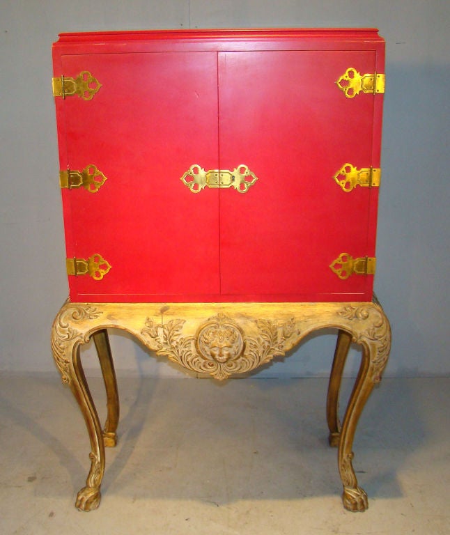 Lacquered Wood And Brass Cabinet