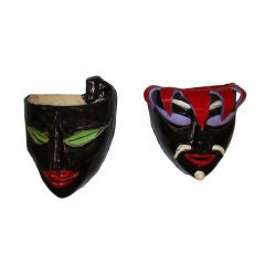 Vintage COLETTE GUEDEN Masks in ceramique