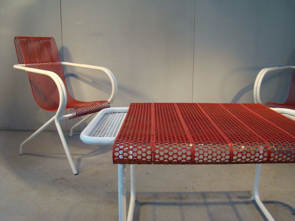 Set Of Two Armchairs And One Table By Claude Adrien For Sale 3