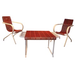 Vintage Set Of Two Armchairs And One Table By Claude Adrien
