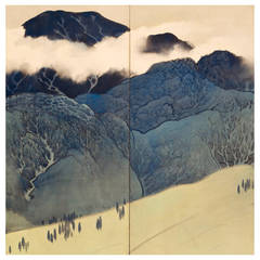 Mountain Landscape Six-Panel Folding Screens
