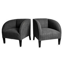 Pair of Club Chairs with New Upholstery