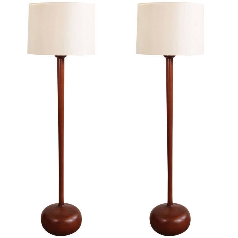 Midcentury Walnut Floor Lamps