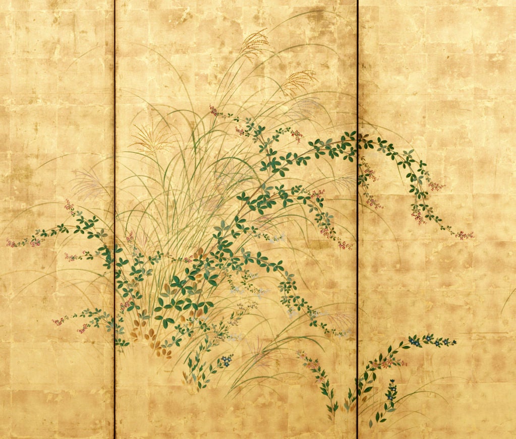 19th Century Cherry Blossoms and Flowering Grasses For Sale