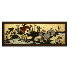 Furosaki Tea Screen with Seasonal Flowers
