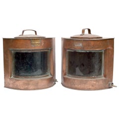 Antique A Pair of Copper Navigation Lamps