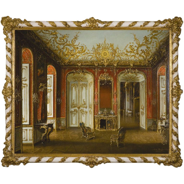 A German Rococo Interior by Mathias Werthmeister For Sale