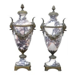 A Pair of Marble Urns with Bronze Mounts 3