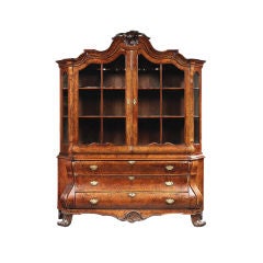 A Dutch Louis XV Burr Walnut Display Cabinet