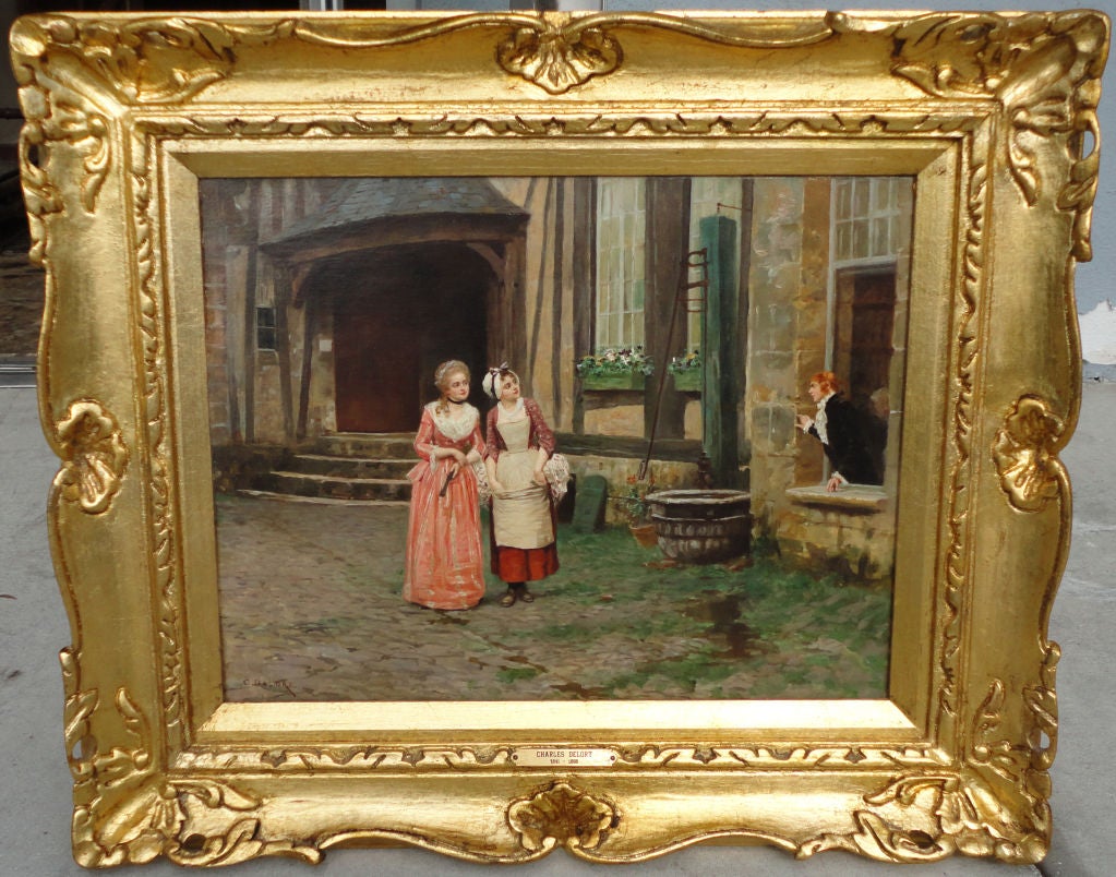 Lady and Maid in Courtyard