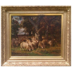 A Shepherd with his Flock at the edge of a Forest