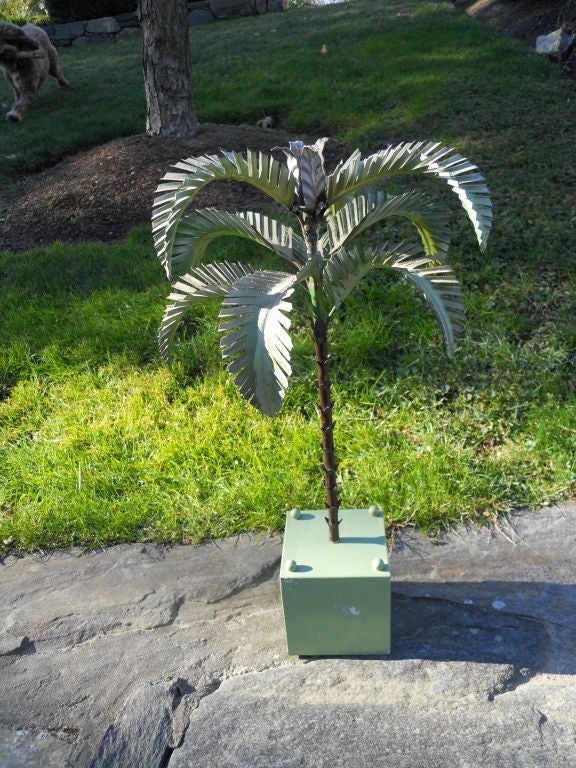 PAIR OF ITALIAN  "PALM TREE"  METAL TABLE ORNAMENTS