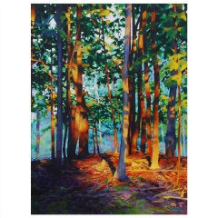 Deborah Ebbers, "The Light Takes the Trees" oil on canvas  48 x 36