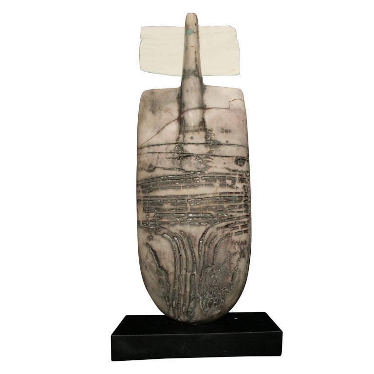 Peter Hayes "Raku Figure" ceramic sculpture For Sale