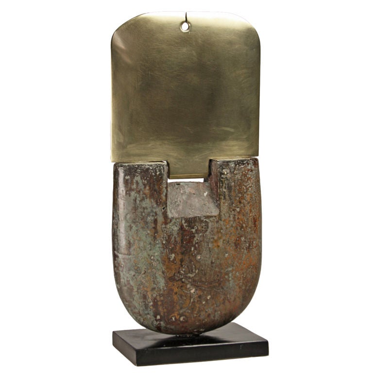 Peter Hayes "Bronze Blade" ceramic & bronze sculpture For Sale