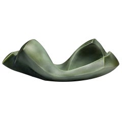 Green Ceramic Sculptural Vessel by Jerilyn Virden, "Shift"
