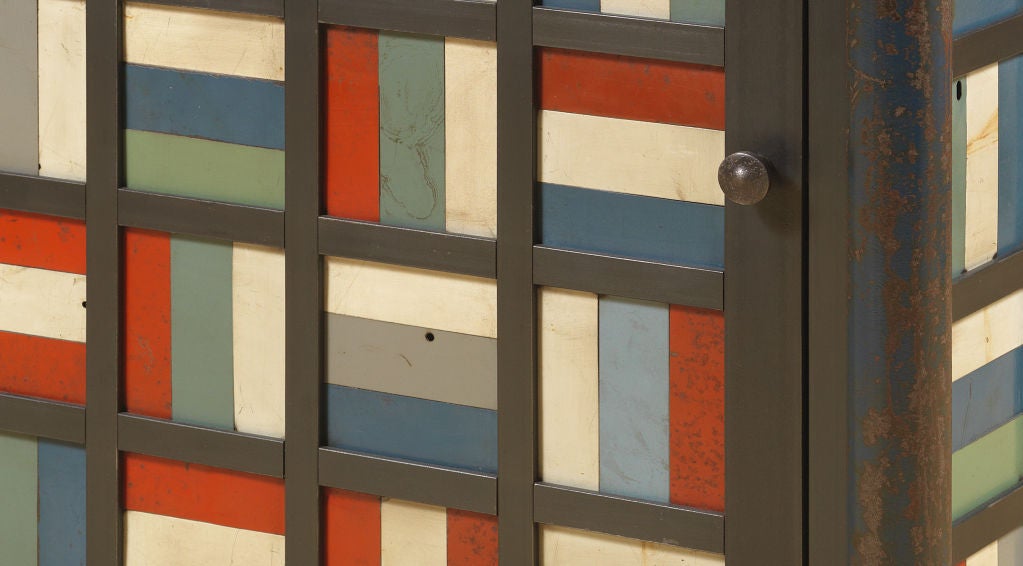 Jim Rose Steel Bars Cupboard, "Gee's Bend" Quilt Inspired