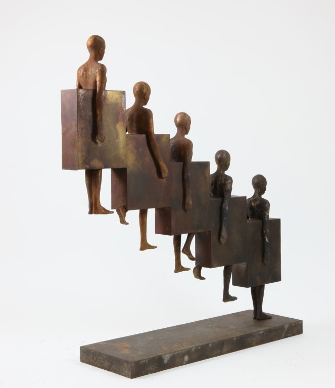 While Perez's interest, the exotic, non-Western individual, lies at the core of his work, he is not wed to the human form - Perez meddles with negative space, relating it to form and object. Working primarily in bronze, Perez removes space from