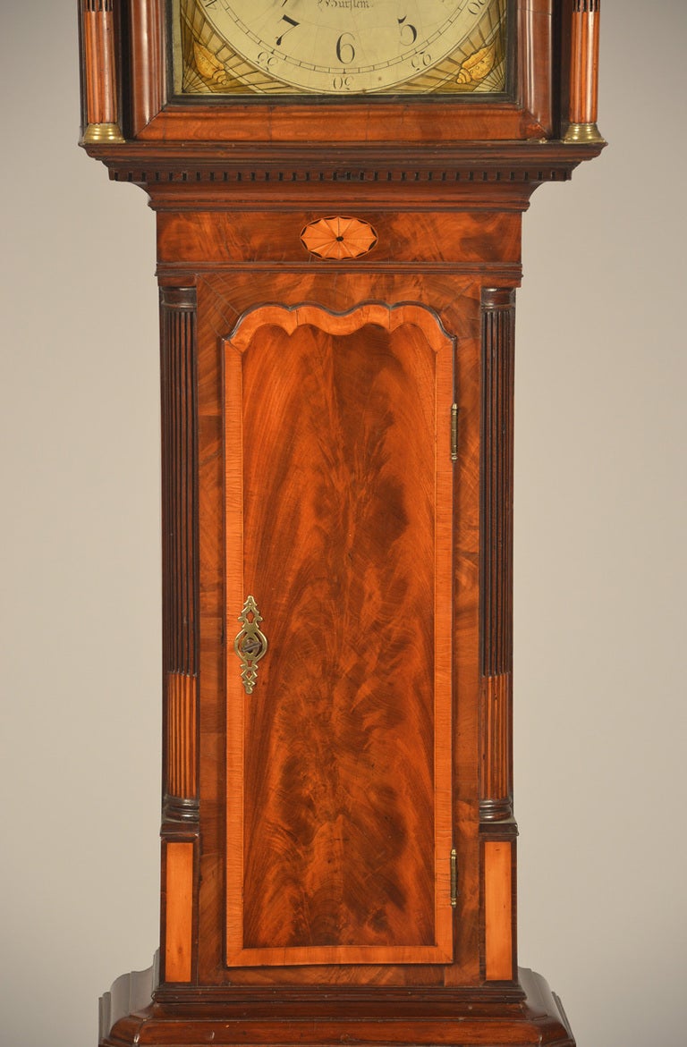 Chippendale Small English Mahogany Tall Clock For Sale
