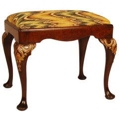 George II Walnut Stool with Gilded Carving 