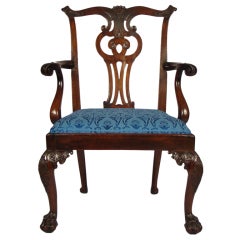 Chippendale Mahogany Arm Chair with Hairy Paw Feet
