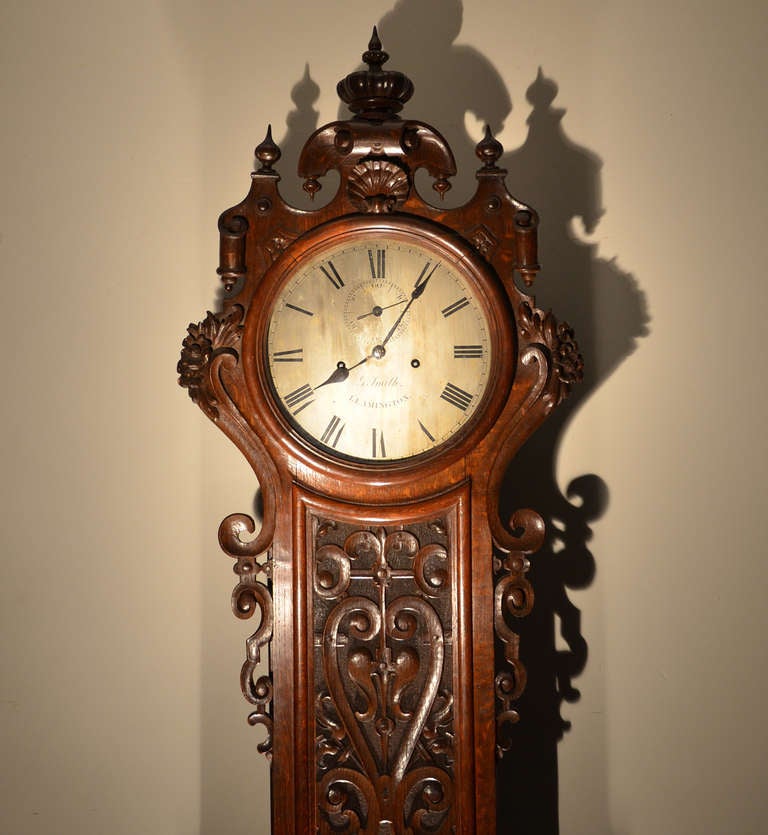 British Wonderful Huge English Carved Oak Wall Clock