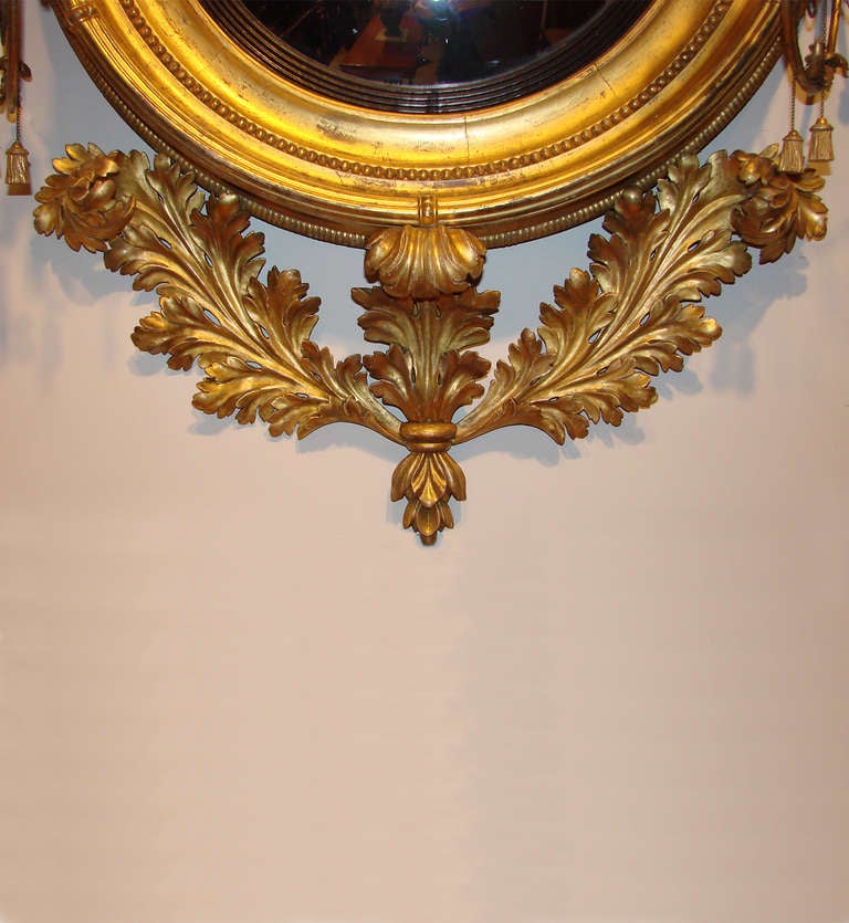 Superb Large Regency Gilded Girandole Mirror In Excellent Condition For Sale In Wells, ME