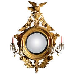 Superb Large Regency Gilded Girandole Mirror