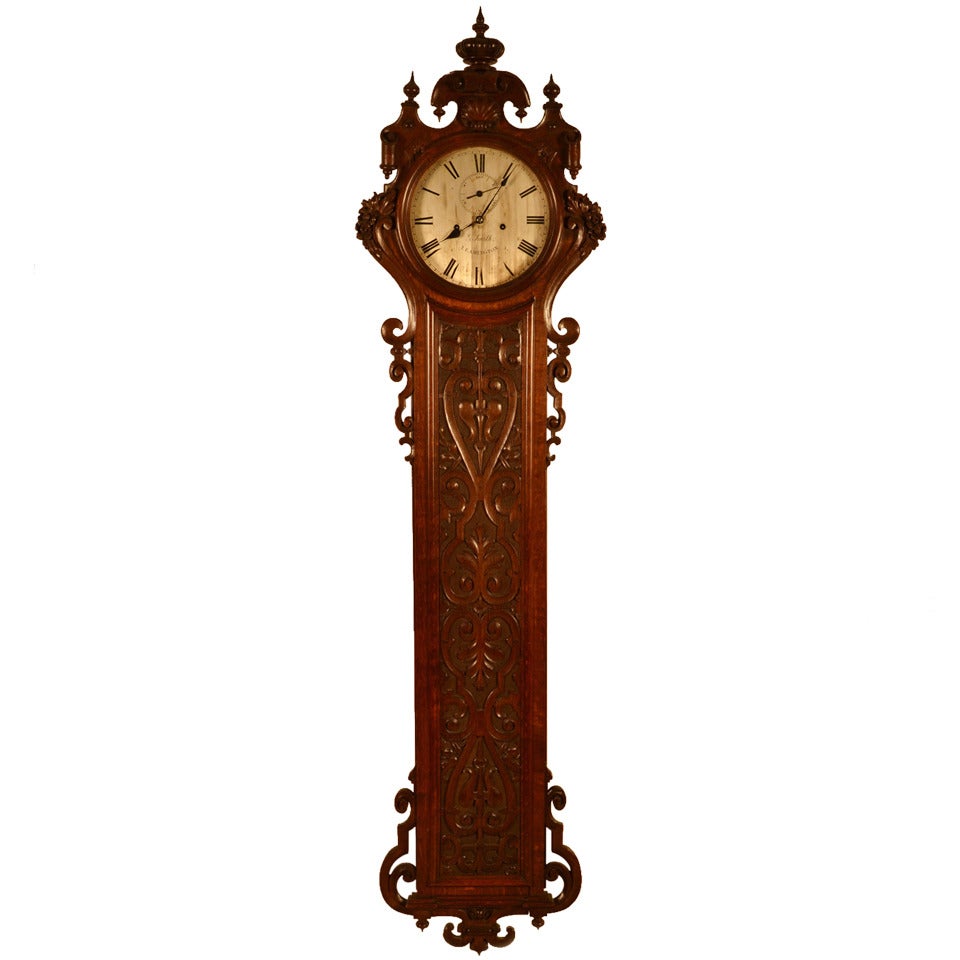 Wonderful Huge English Carved Oak Wall Clock