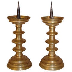 Rare Pair of Flemish Mid 16th Century Candlesticks