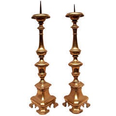 Flemish Ecclesiastical Brass Pricket Candlesticks