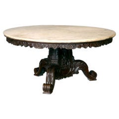 Antique Center Table with White Marble Top.