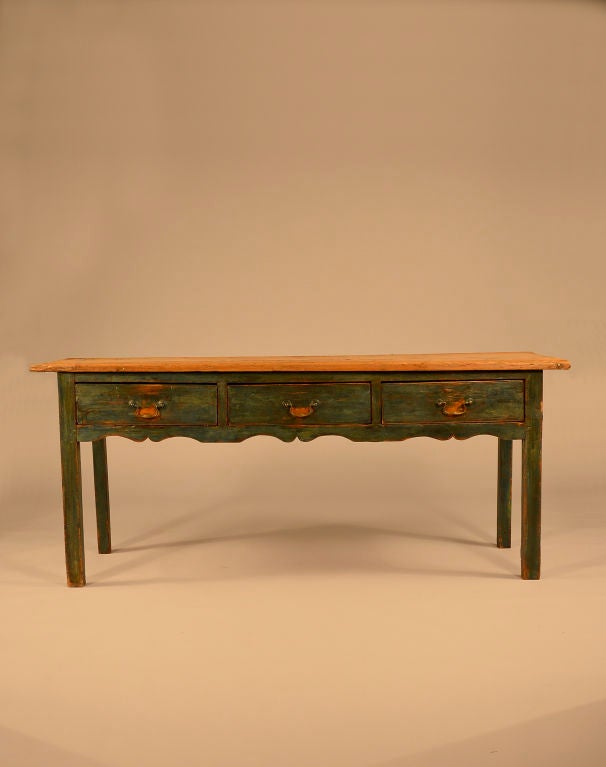 English Blue Green Painted Server
